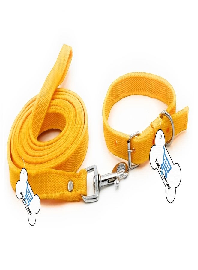 THE DDS STORE Nylon Dog Leads,Easy to Clean,Soft Lightweight Strong Leash for Daily Walk with Puppies and Small to Medium Sized Breeds (Yellow, Small (Neck Size 27-37 cm)) - Image 1